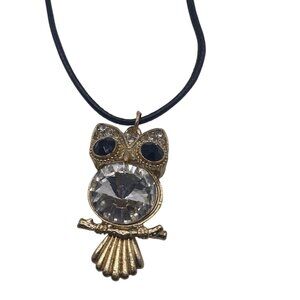 Crystal Owl Pendant‎ Necklace Gold Tone Crystal Accents For Women